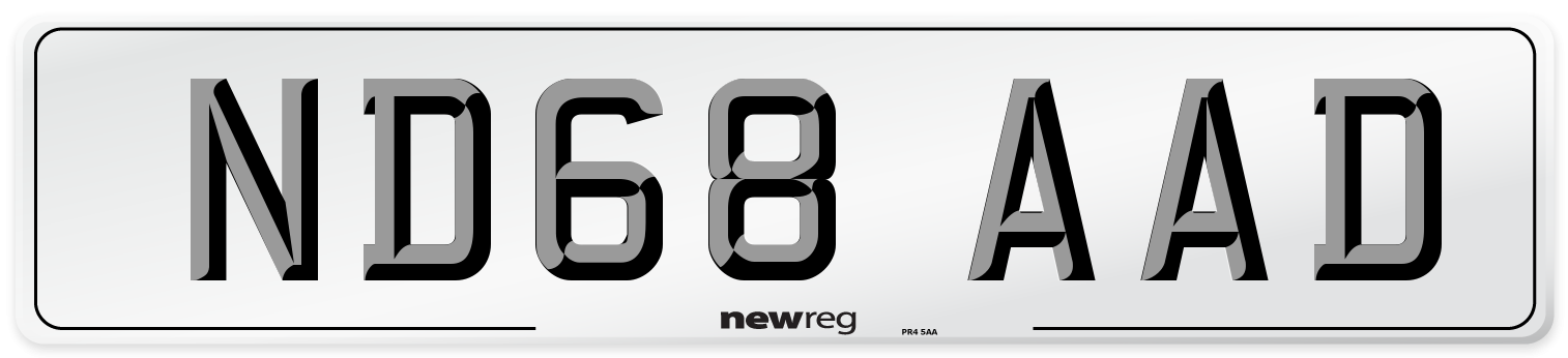 ND68 AAD Number Plate from New Reg
